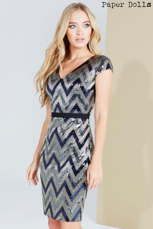 Paper Dolls Zig Zag Sequin Dress